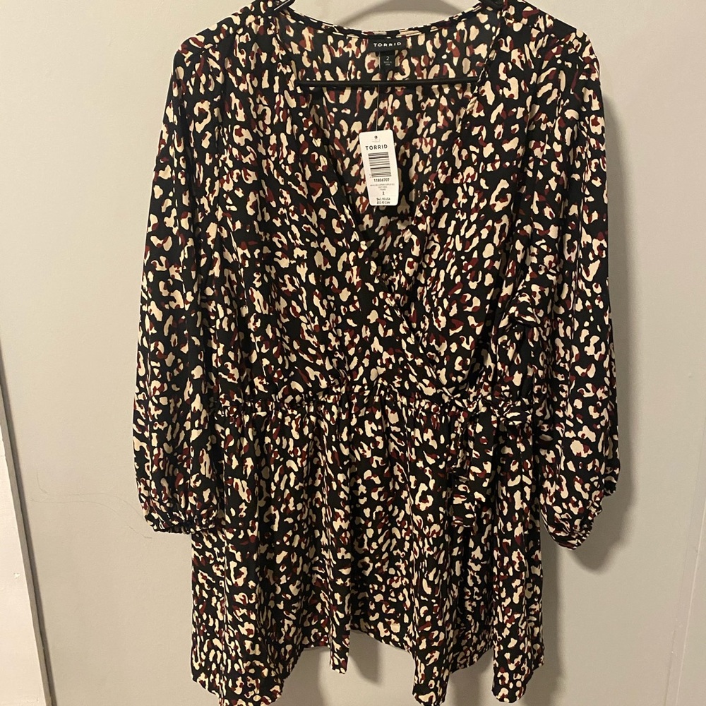 Torrid leopard black and red blouse